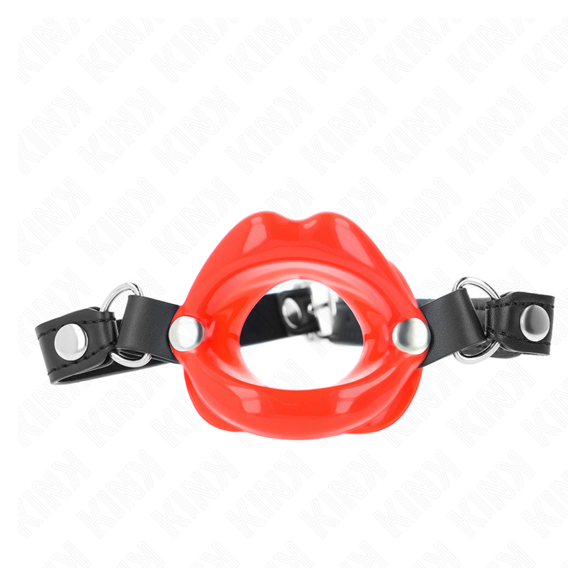 Kink - Lip 8 Cm Gag With Red Leatherette Strap 63 X 2 Cm Adjustable 39-58 Cm