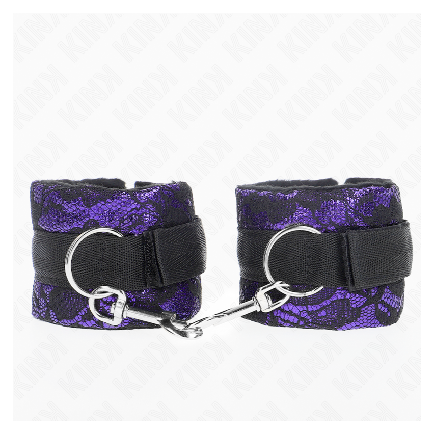 Kink - Short Velvet Lace Wrist Restraints And Nylon Bind Purple / Black 23 X 6.5 Cm