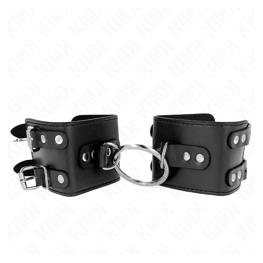 Kink - Fixed Wrist Restraints With Ring And Studs Adjustable Black 17-22 Cm X 6.5 Cm