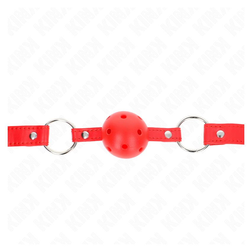 Kink - Breathable Ball 4 Cm Gag With Double Rivet Model 1 Red 62.5 X 2.5 Cm Adjustable 42-58 Cm