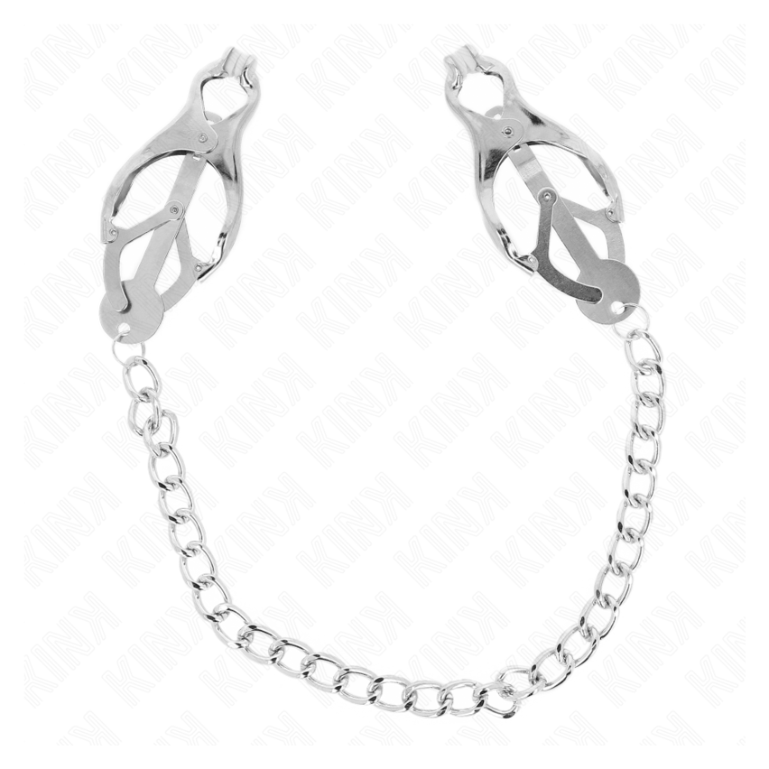 Kink - Japanese Clover Nipple Clamps With Chain Silver 30 Cm