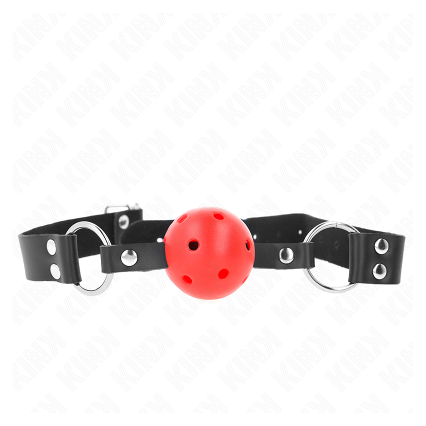 Kink - Breathable Ball 4 Cm Gag With Double Rivet Red 62.5 X 2.5 Cm Adjustable 42-58 Cm