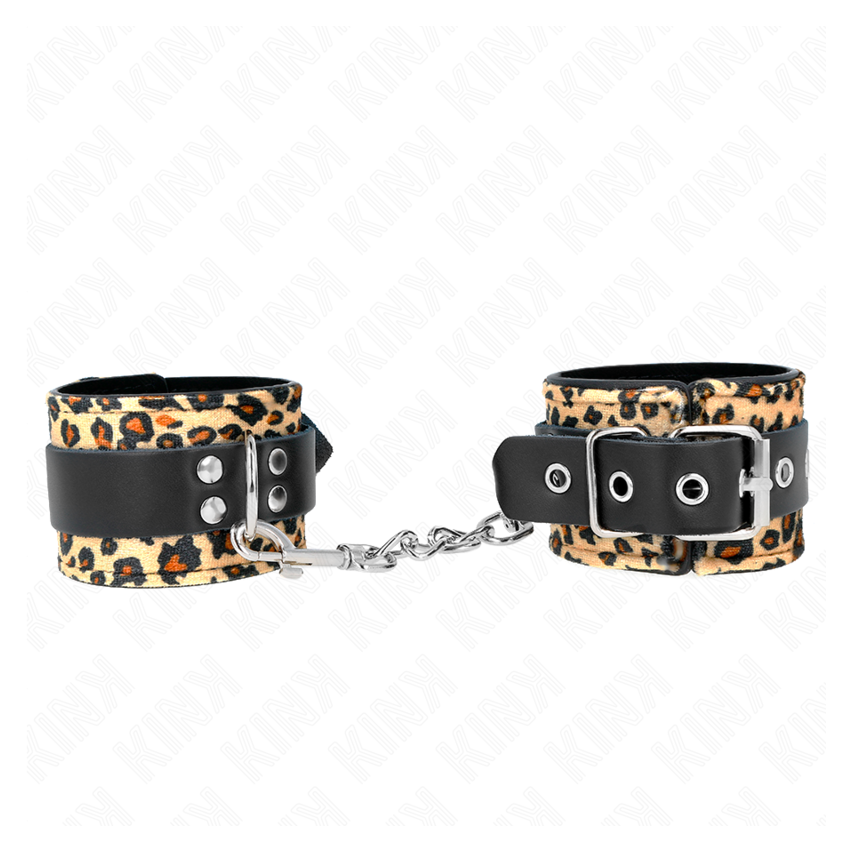 Kink - Leopard Real Leather Wrist Restraint Adjustable 18-29 Cm X 5.5 Cm