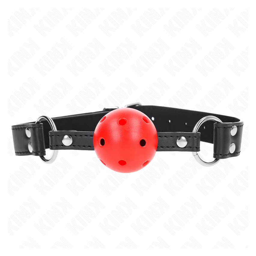 Kink - Breathable Ball 4 Cm Gag With Double Rivet Leather 62.5 X 2.5 Cm Adjustable 42-58 Cm