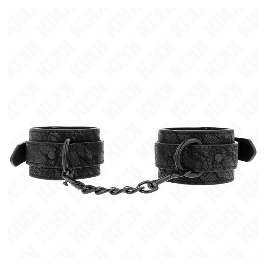 Kink - Dark Lace Covered Wrist Cuffs Adjustable Black 19-26 Cm