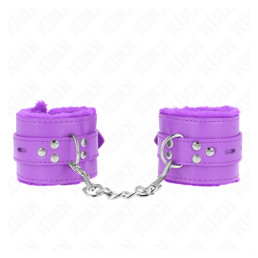 Kink - Fur Lined Wrist Restraints With Square Holes Purple And Purple Belt Adjustable 17-29 Cm X 6 Cm