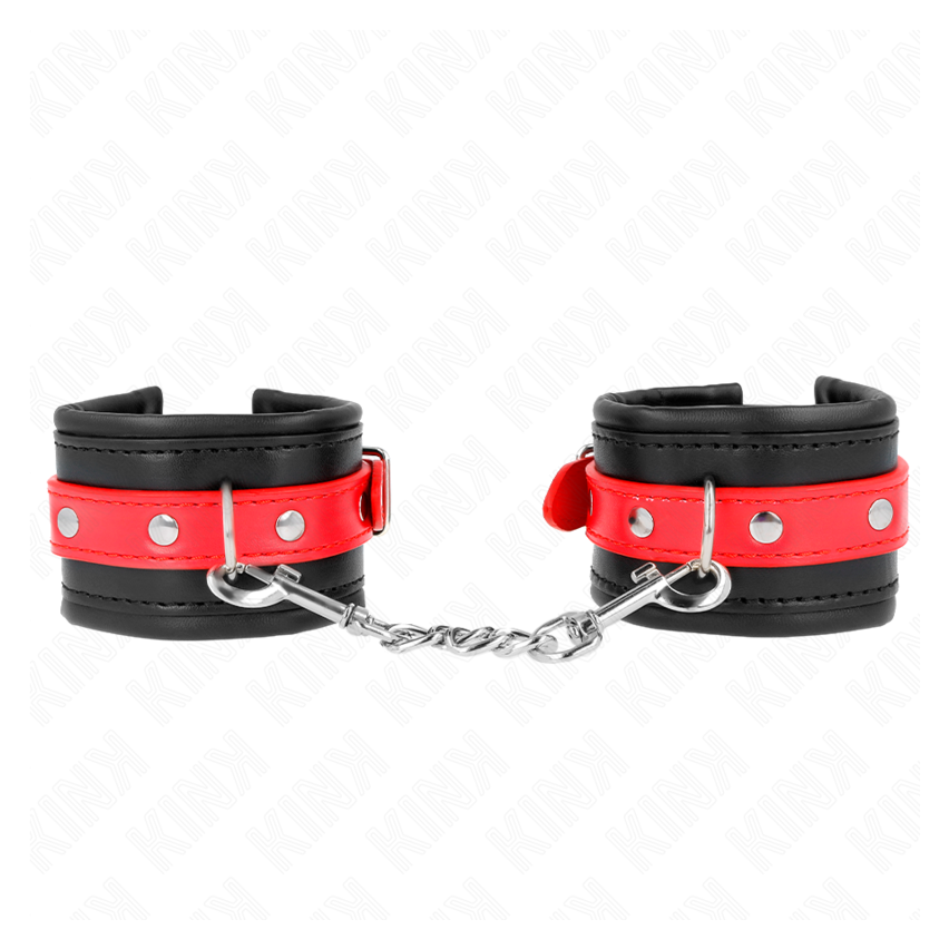 Kink - Wrist Restraints Black With Red Belt Adjustable 17-28 Cm X 6 Cm