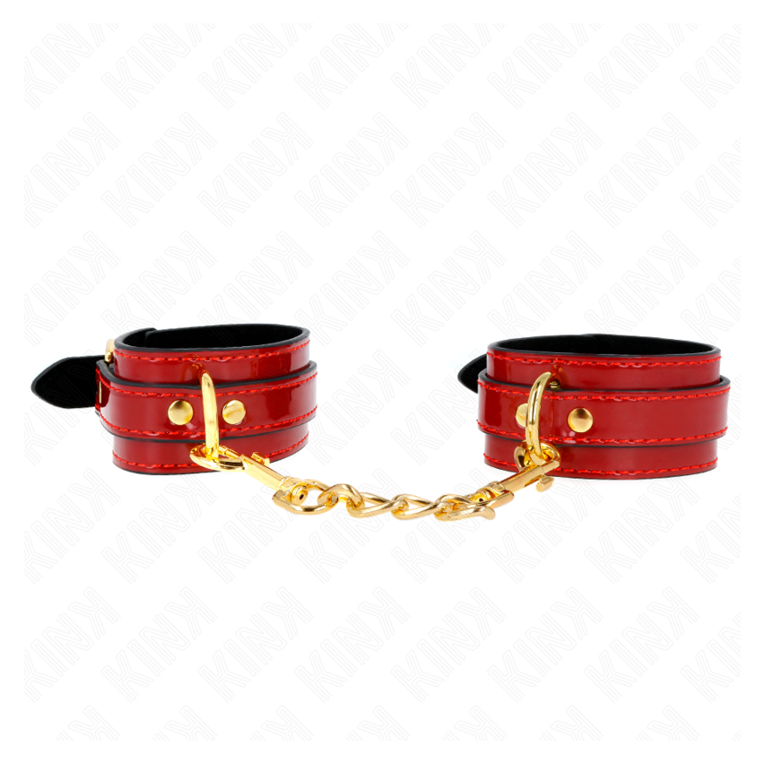 Kink - Joanna Angel Wrist Cuffs Red Adjustable With Gold Chain 16.5-26 Cm X 4 Cm