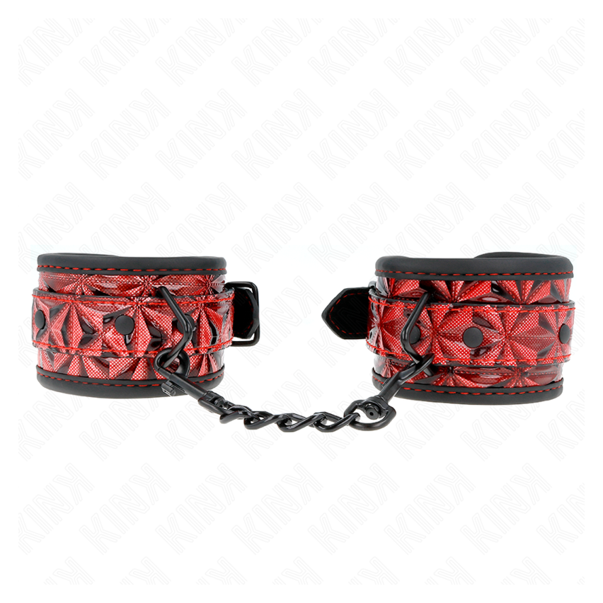 Kink - Diamond Pattern Wrist Restraints Dark Red Adjustable 17-26 Cm X 5.5 Cm