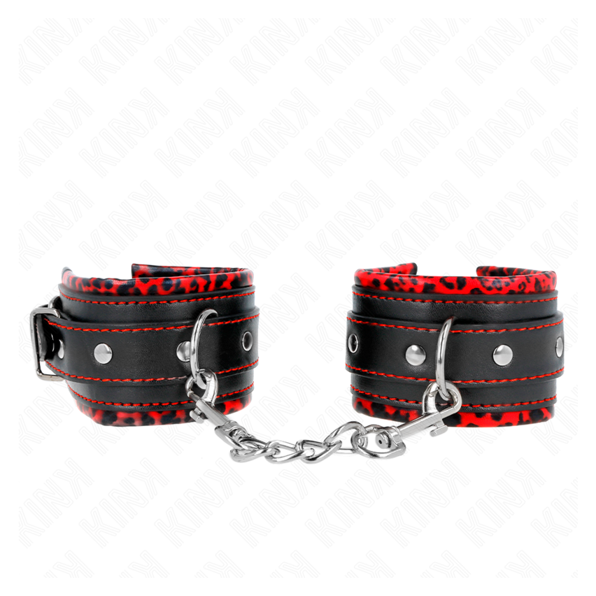 Kink - Fur Lined Wrist Restraints Red / Black Adjustable 17-29 Cm X 6 Cm