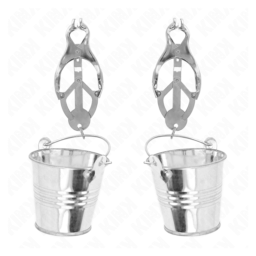 Kink - Japanese Clover Nipple Clamps With Buckets Silver