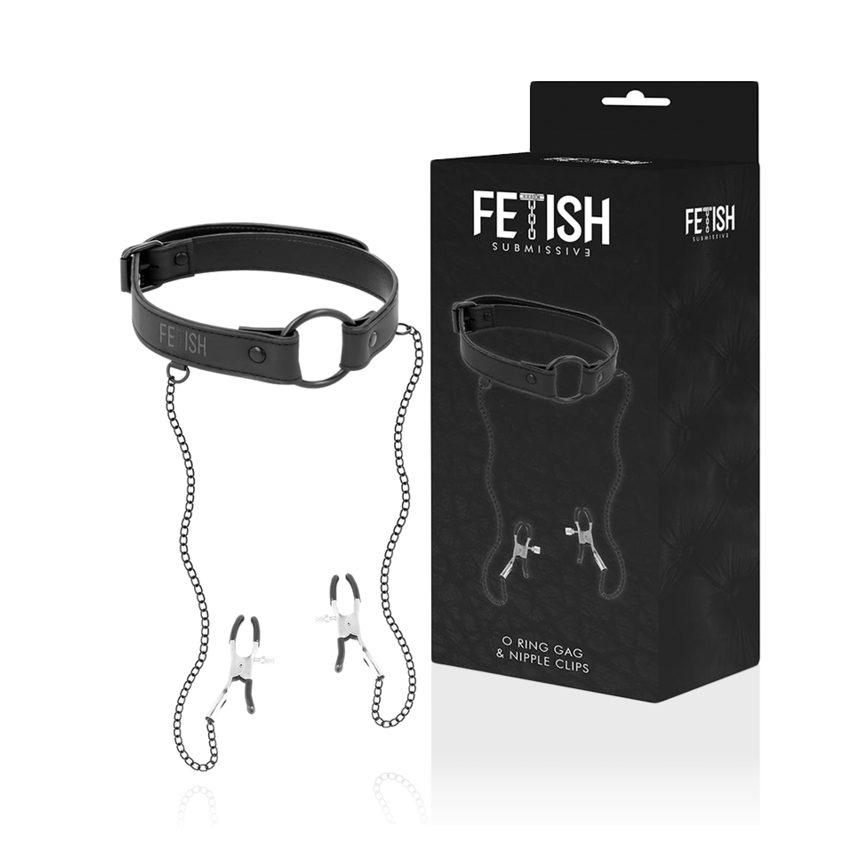 Fetish Submissive - Gag Ring With Nipple Clamps
