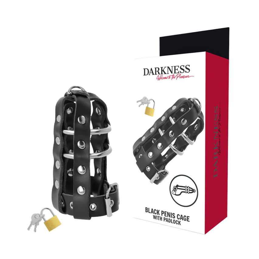 Darkness - Leather Chastity Cage With Lock