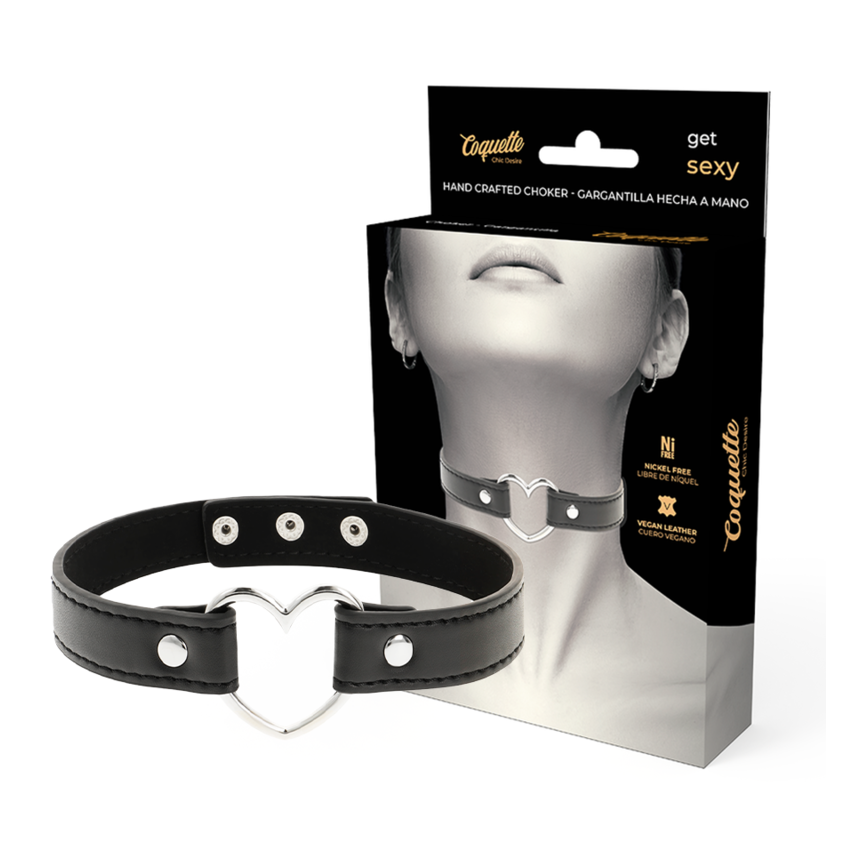 Coquette Chic Desire - Vegan Leather Necklace Woman Heart Accessory