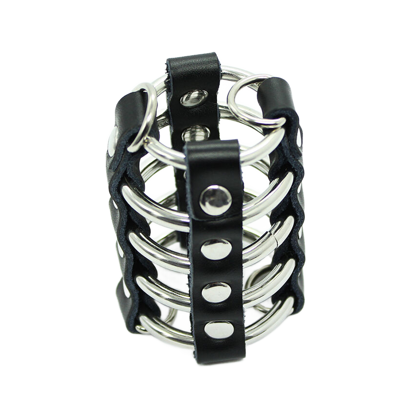 Ohmama Fetish - Penis Cage With Metal Rings And Leather Straps