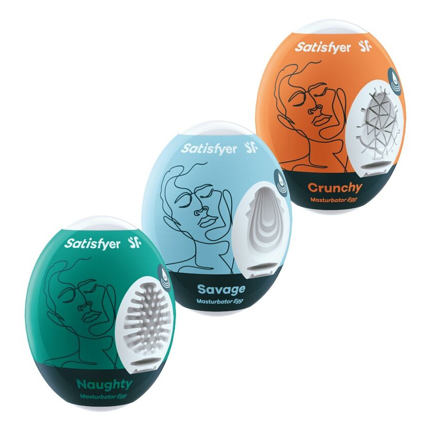 Satisfyer - 3 Masturbator Eggs Naughty, Savage & Crunchy