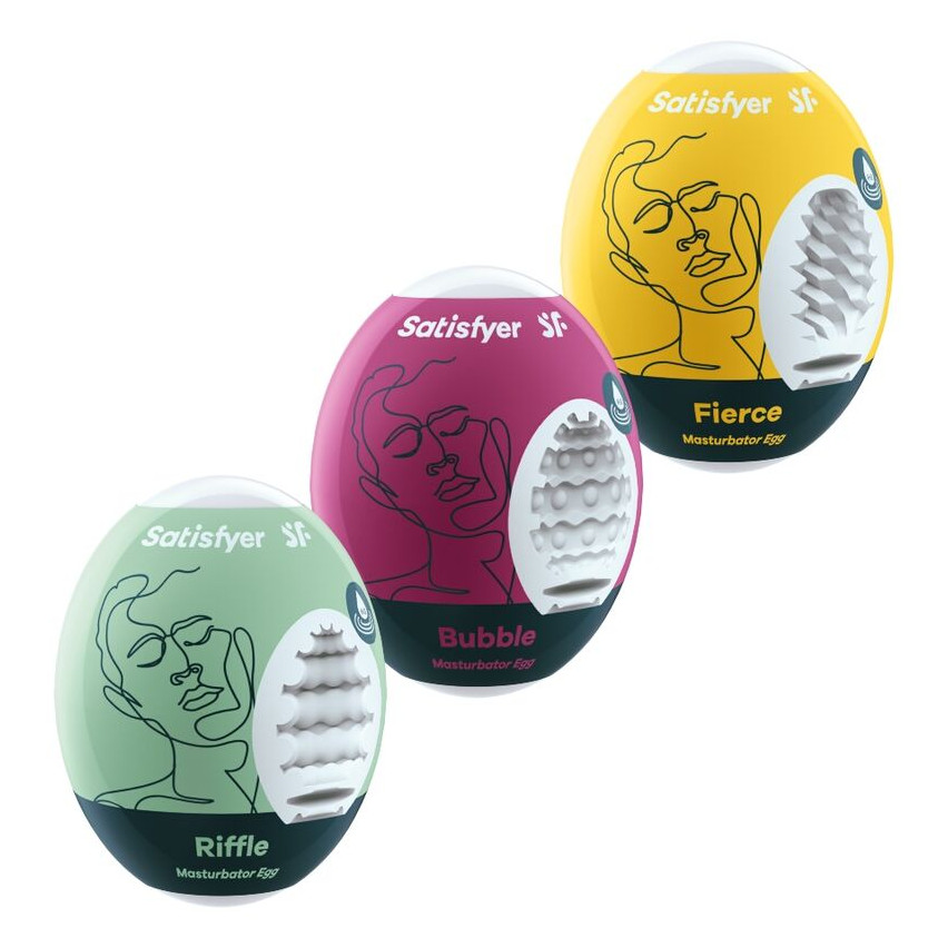 Satisfyer - 3 Masturbator Eggs Riffle, Bubble & Fierce