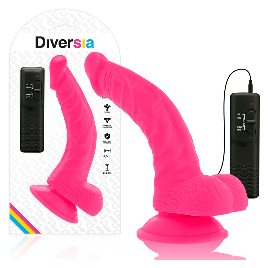 Diversia - Flexible Vibrating Dildo Pink 21.5 Cm -o- 4.5 Cm
