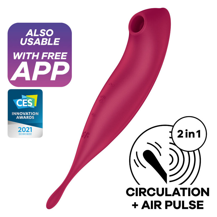 Satisfyer - Twirling Pro+ Air Pulse Stimulator & Vibrator App Red