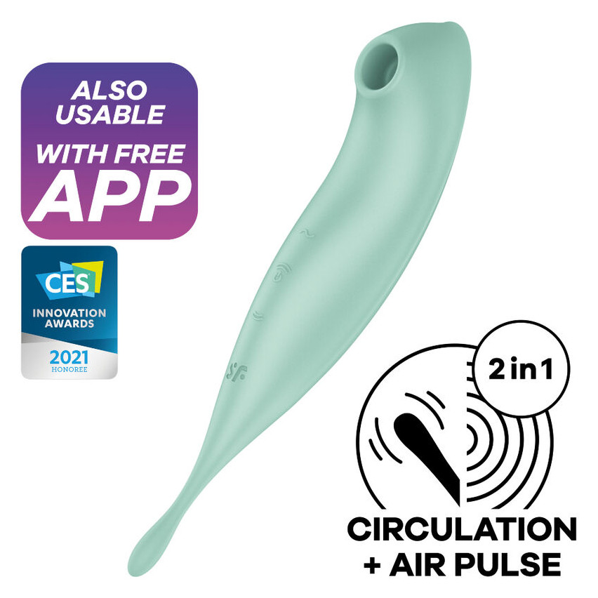 Satisfyer - Twirling Pro+ Air Pulse Stimulator & Vibrator App Green