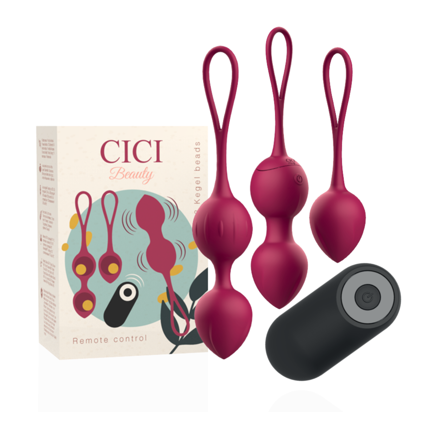 Cici Beauty - Premium Silicone 3 Vibrating Kegel Beads Remote Control