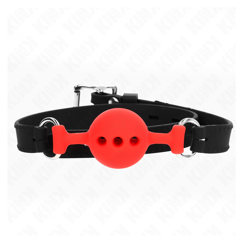Kink - Full Silicone Gag 55 X 2 Cm With 4 Cm Ball Size S Red Adjustable 35-51 Cm