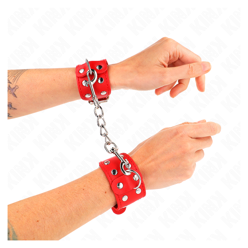 Kink - Wristbands With Double Line Of Adjustable Studs Red