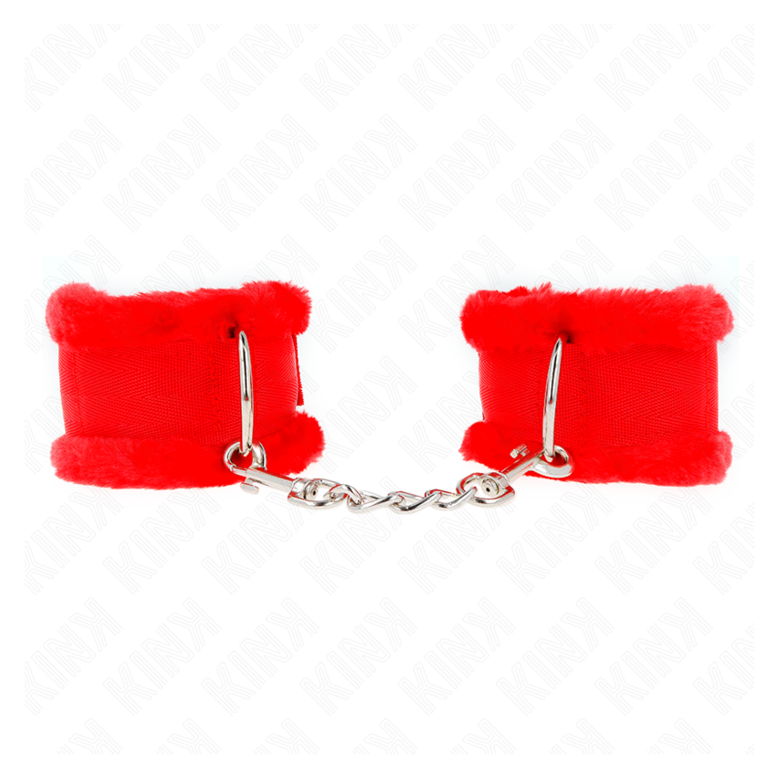 Kink - Furry Lined Wrist Restraints Red Adjustable 17-31 Cm X 7 Cm
