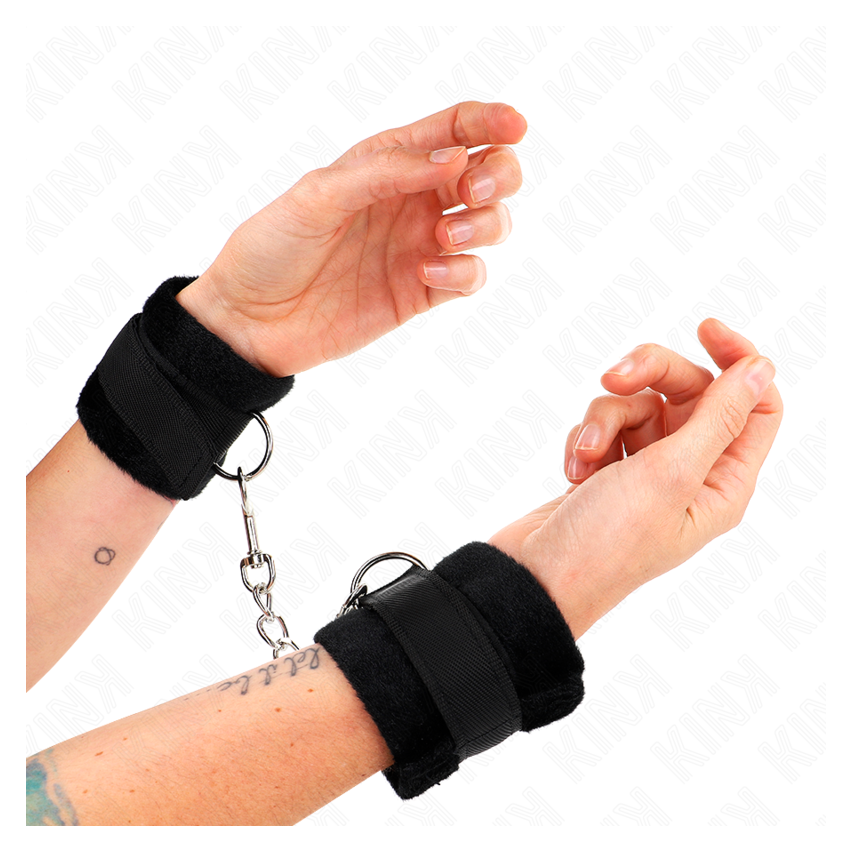 Kink - Beginner Fur Hand Cuffs Black 30 X 7 Cm