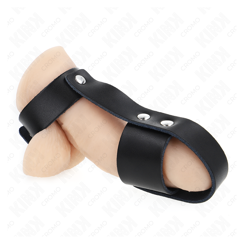 Kink - Leather Penis Cage Ring With Adjustable Ball Divider