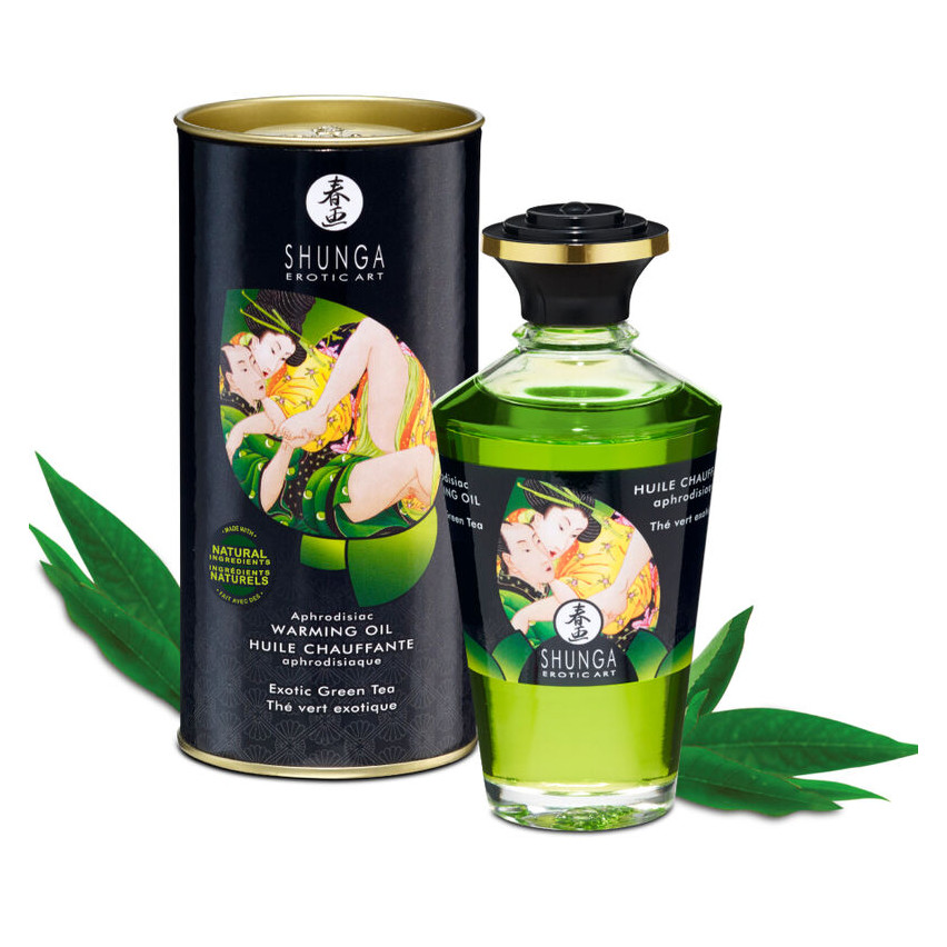 Shunga - Organic Green Tea Heat Effect Massage Oil 100 Ml
