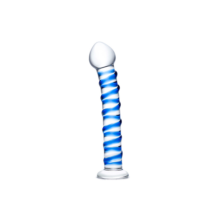 Glas - Blue Spiral Glass Dildo