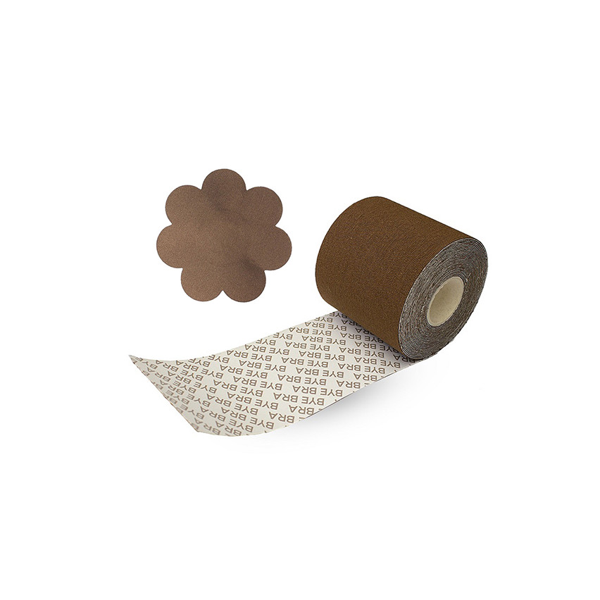 Bye Bra - Body Tape Roll 6,5 Cm X 5m + Satin Nipple Covers Brown