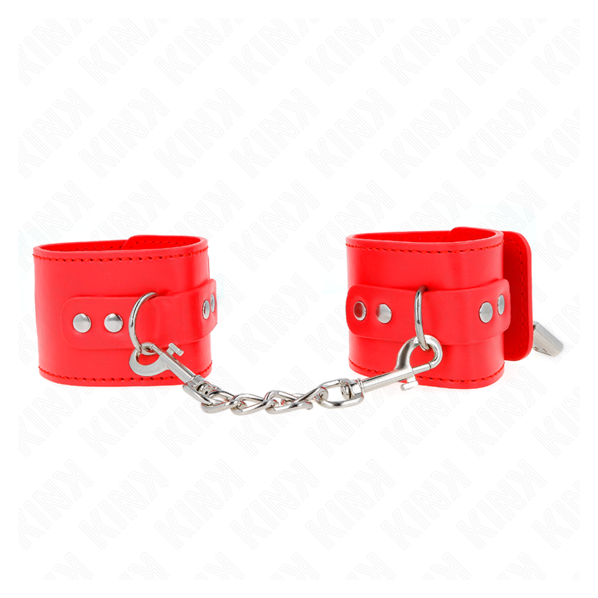 Kink - Wrist Restraints With Padlock Closure Red Adjustable 16-23 Cm X 5.5 Cm