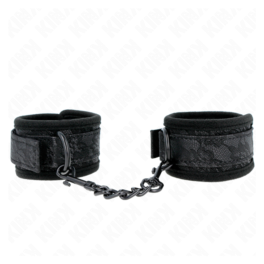 Kink - Dark Lace Covered Wrist Cuffs Neoprene Adjustable Black 20-29 Cm X 5 Cm